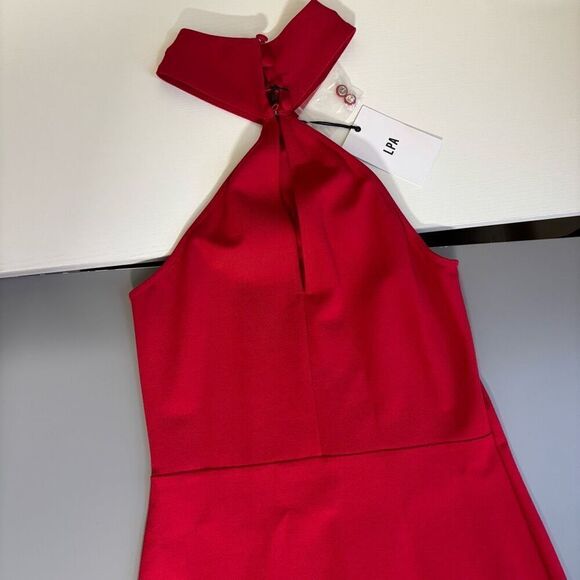 LPA Mock Neck Midi Length fitted bodycon Dress red size small new - Picture 10 of 12